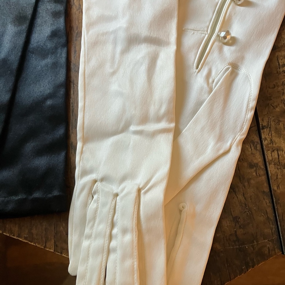 Elegant White and Black Long Gloves
